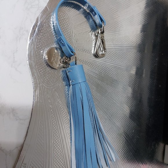 Pretty Light Blue Steve Madden Purse Tassel Clip Accessory Keychain Accessory - Picture 4 of 9